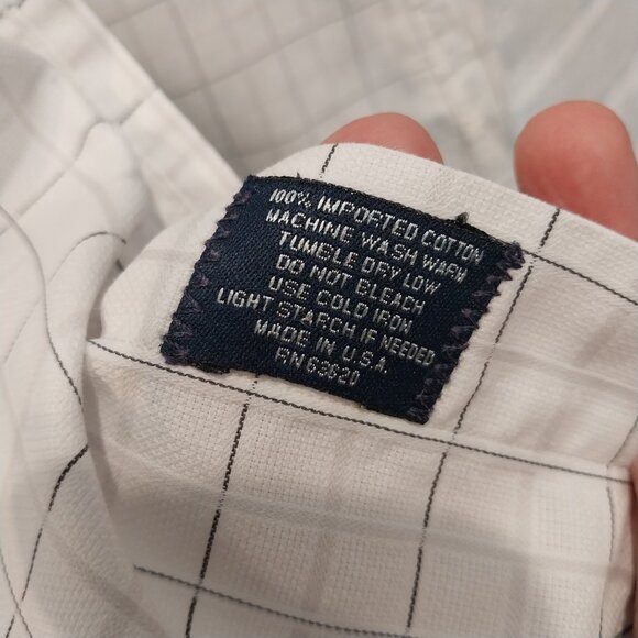 Burberry Dress Shirt Men 16.5 35 White Black Striped Long Sleeve Plaid Button Up - Picture 10 of 14